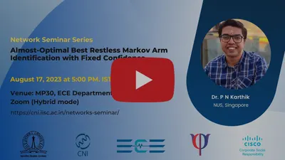 Almost-Optimal Best Restless Markov Arm Identification with Fixed Confidence | Dr. P N Karthik
